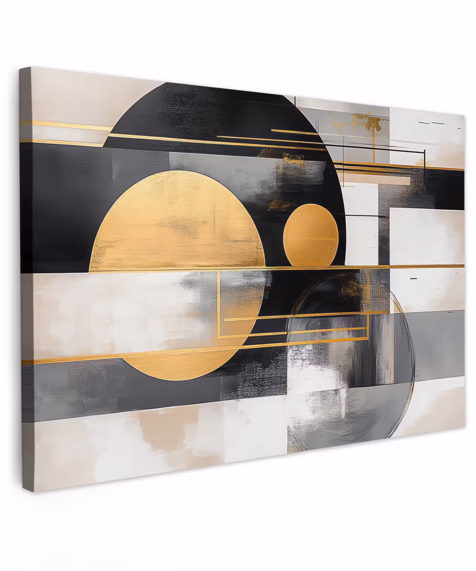 Canvas schilderij - Abstract - Goud - Zilver - Vormen - Aesthetic - Modern