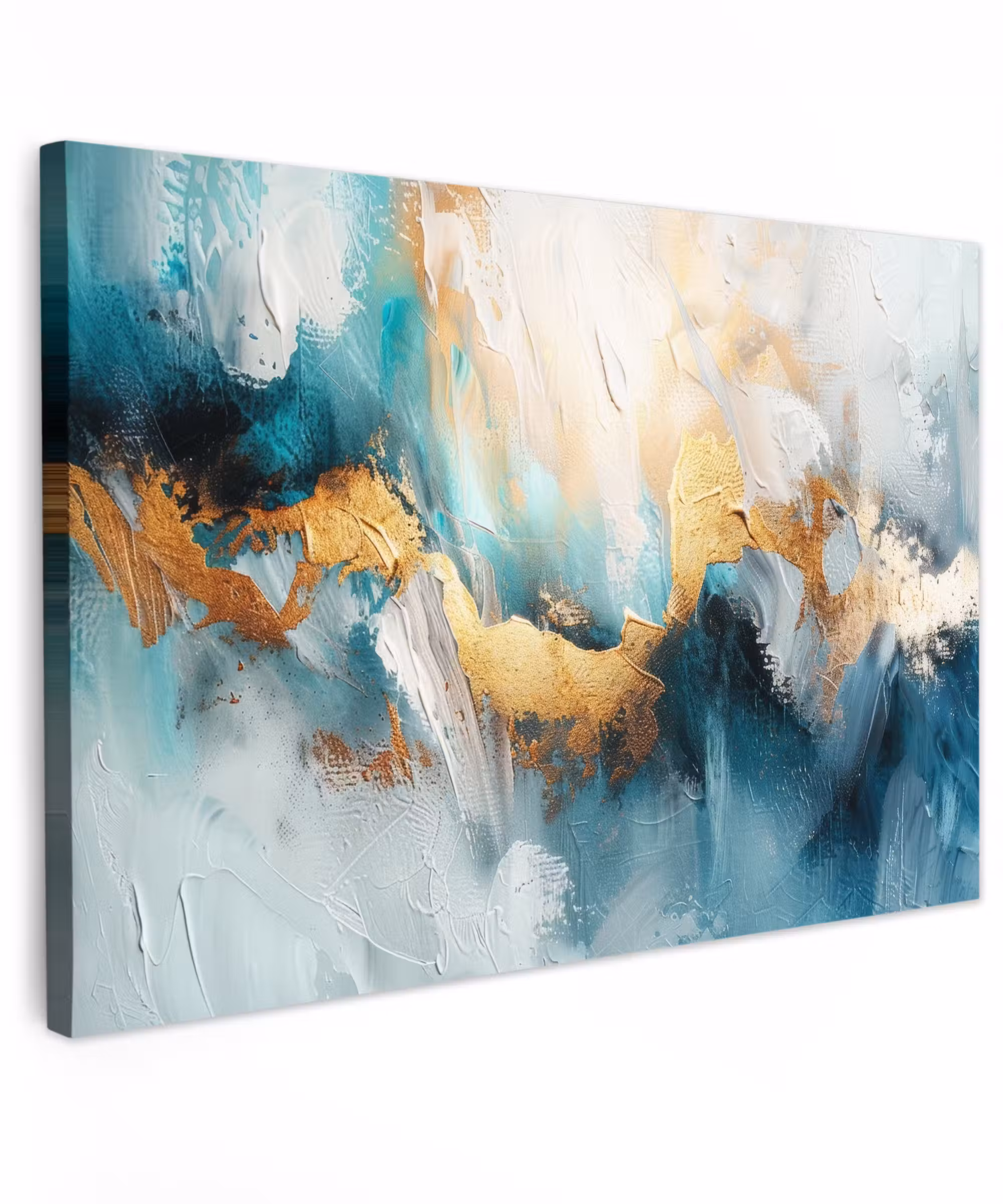 Canvas schilderij - Abstract - Kunst - Gold - Blauw