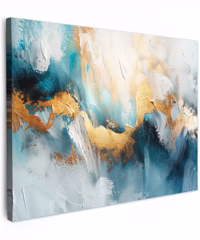 Canvas schilderij - Abstract - Kunst - Gold - Blauw