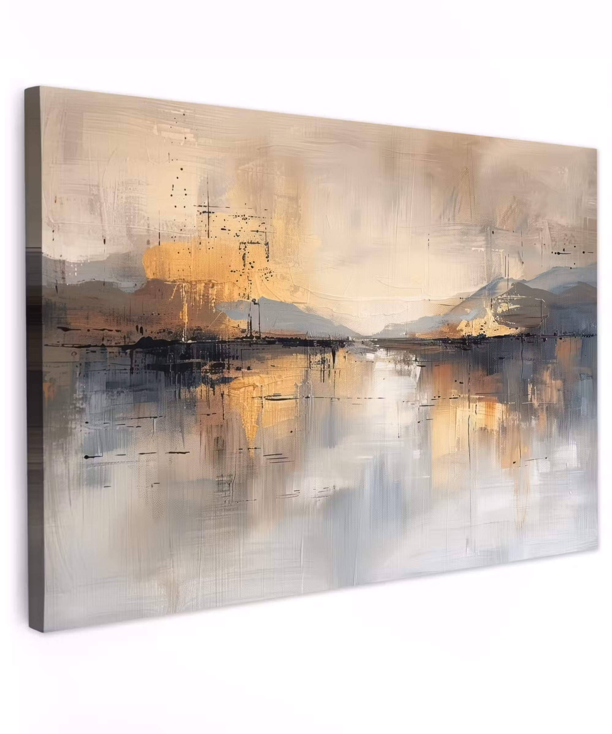 Canvas schilderij - Abstract - Modern - Beige - Aesthetic - Goud