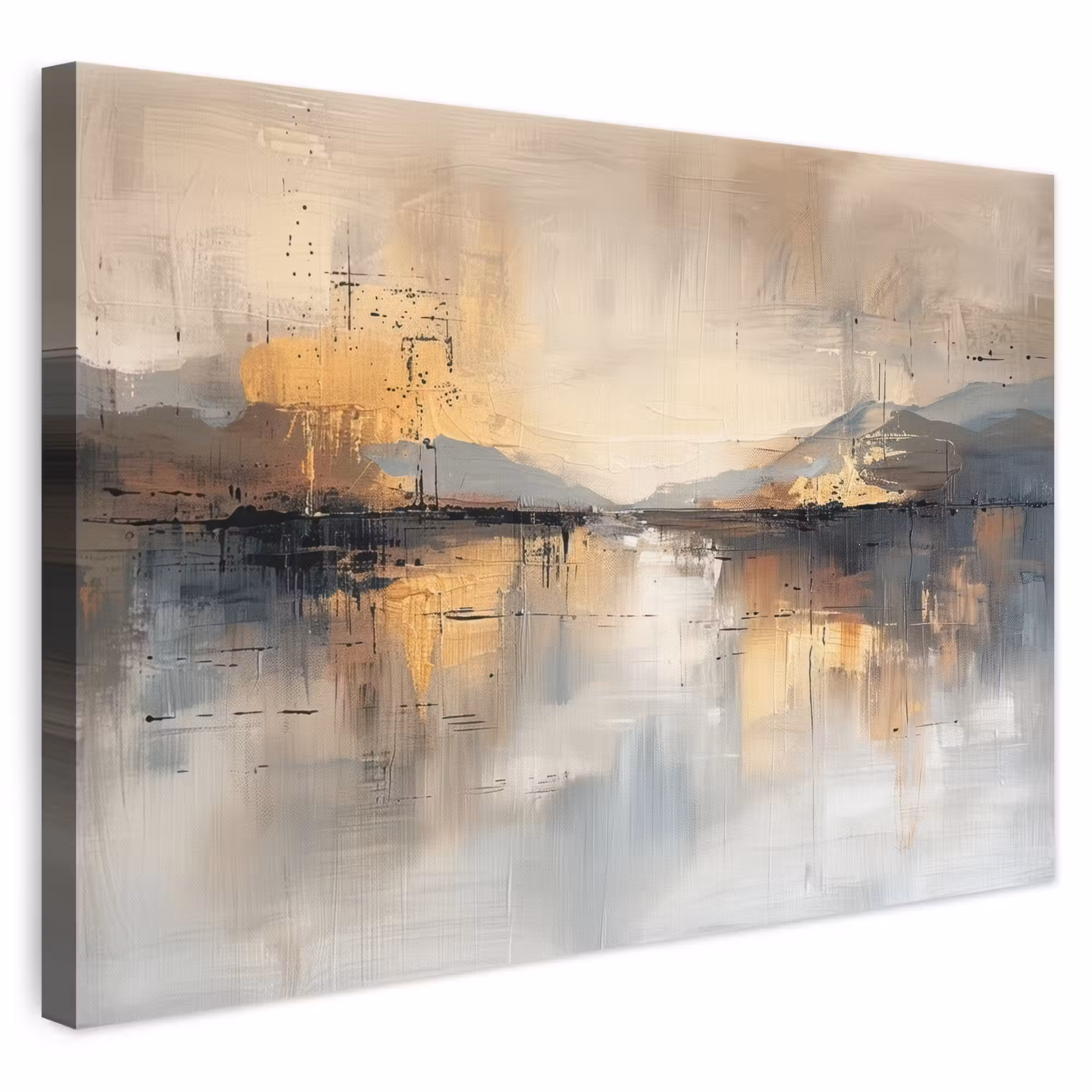 Canvas schilderij - Abstract - Modern - Beige - Aesthetic - Goud