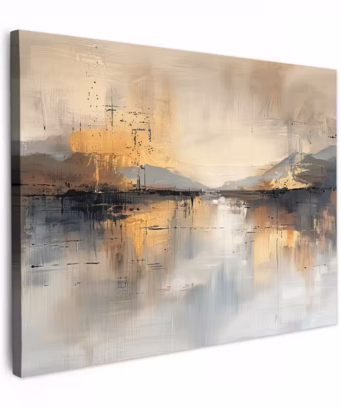 Canvas schilderij - Abstract - Modern - Beige - Aesthetic - Goud