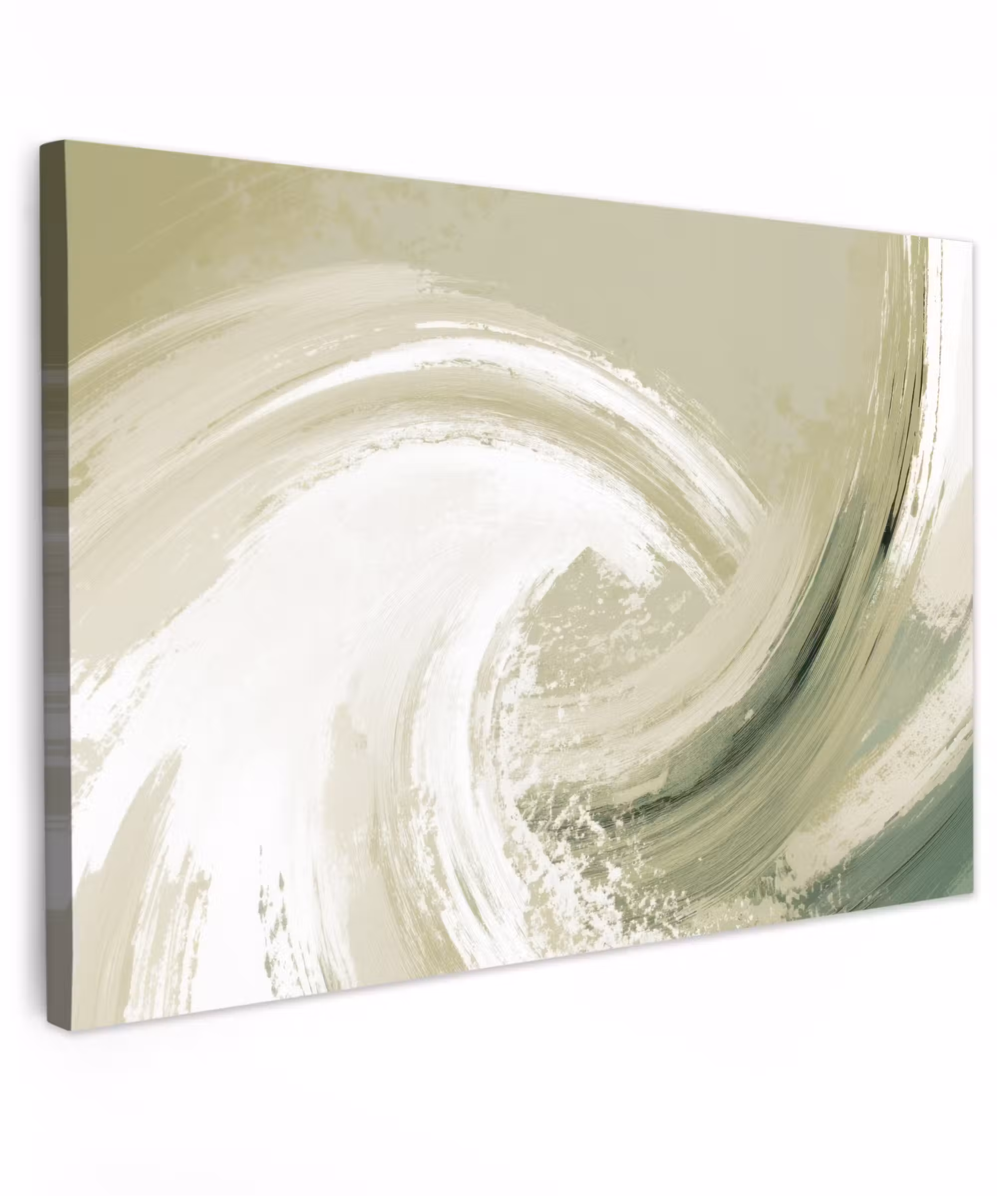 Canvas schilderij - Abstract - Penseelstreken - Golven - Groen