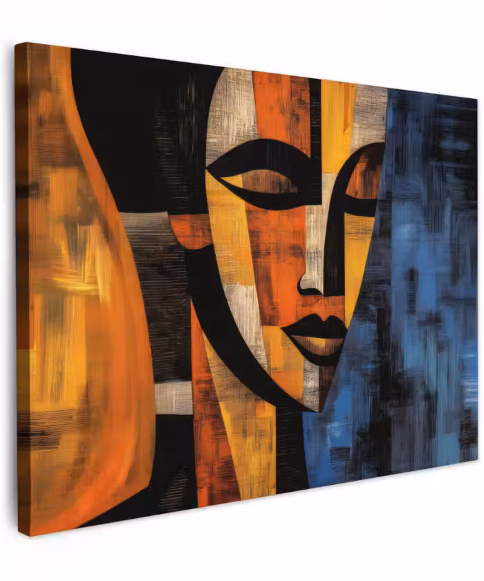 Canvas schilderij - Abstract - Portret - Kleurvakken