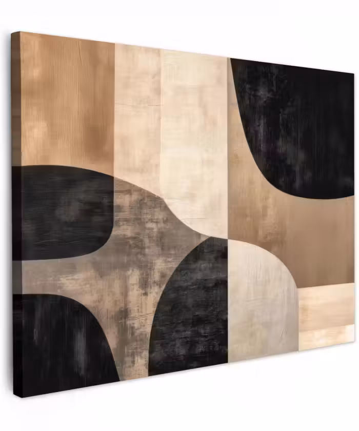 Canvas schilderij - Abstract - Vlakken - Zwart - Rond