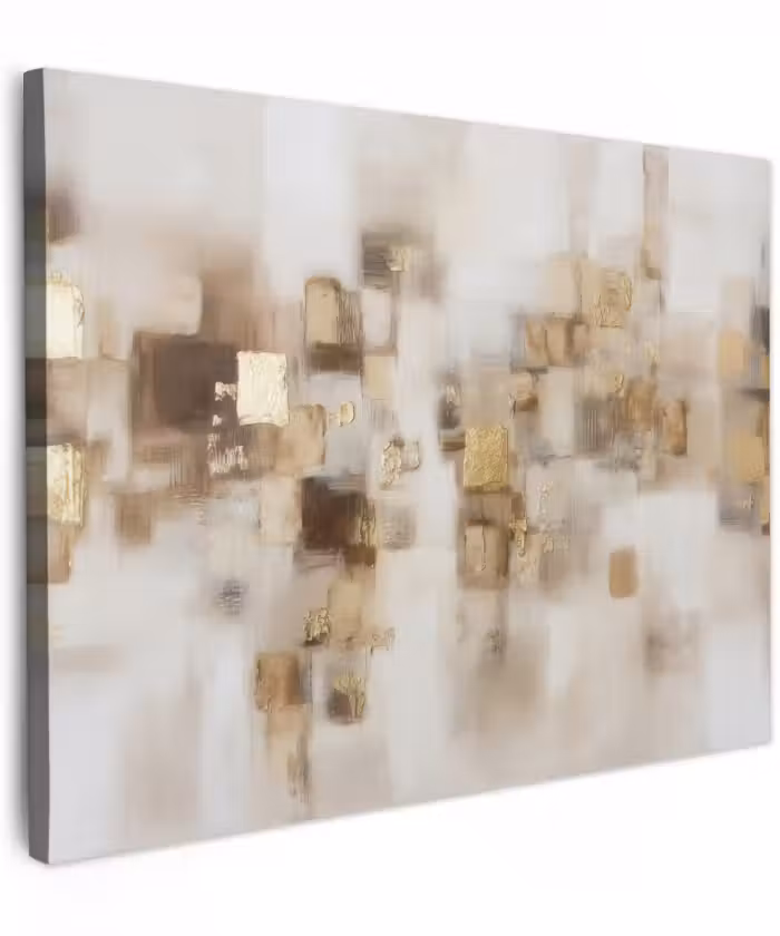 Canvas schilderij - Abstracte vierkanten - Aardetonen - Mistig