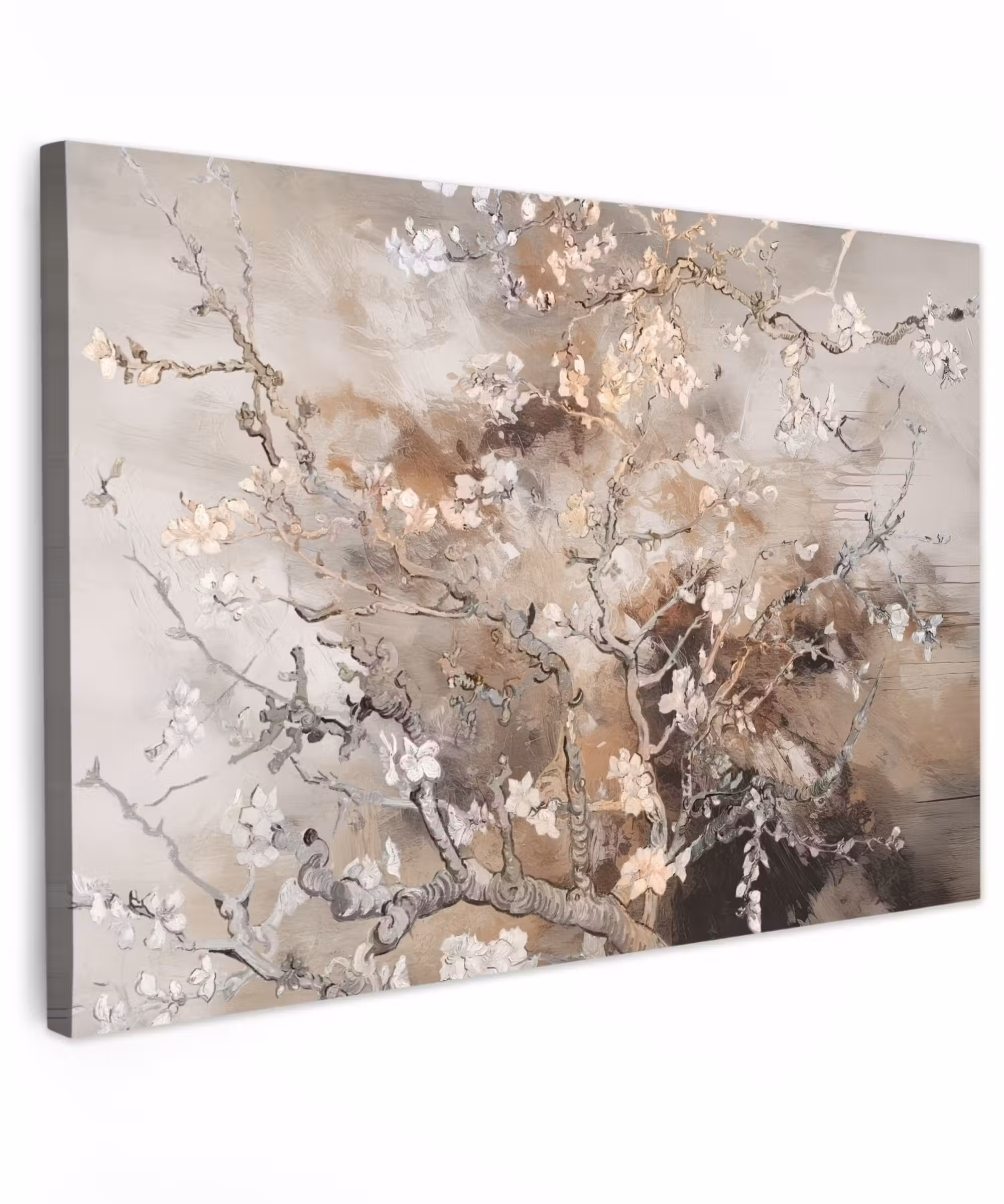 Canvas schilderij - Amandelbloesem - Kunst - Van Gogh - Beige - Abstract