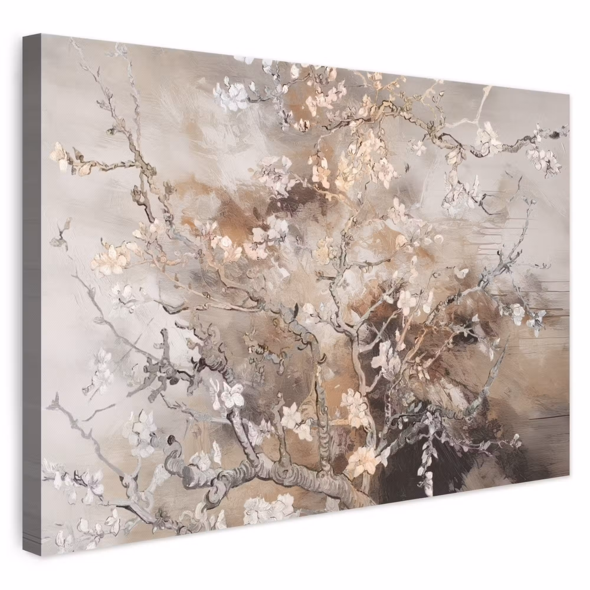 Canvas schilderij - Amandelbloesem - Kunst - Van Gogh - Beige - Abstract