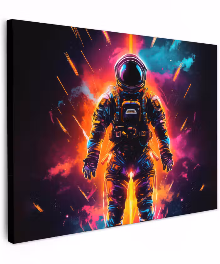 Canvas schilderij - Astronaut - Neon - Gaming - Ruimte
