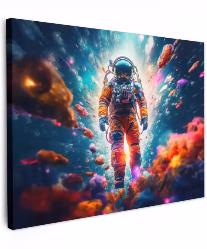 Canvas schilderij - Astronaut - Neon - Meteoriet - Neon