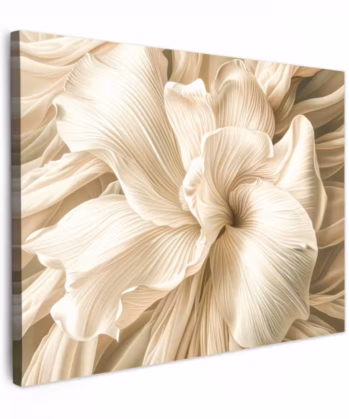 Canvas schilderij - Beige - Bloem - Patroon