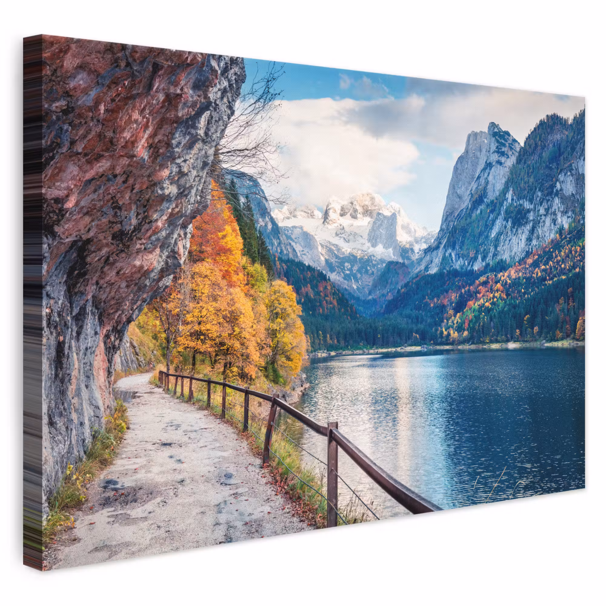 Canvas schilderij - Bergen - Meer - Pad - Natuur - Water