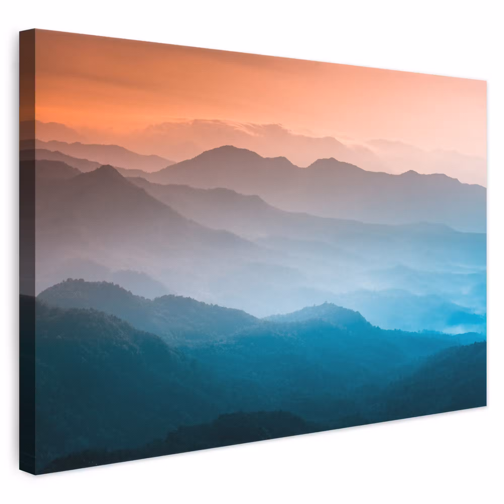 Canvas schilderij - Bergen - Zon - Oranje - Natuur