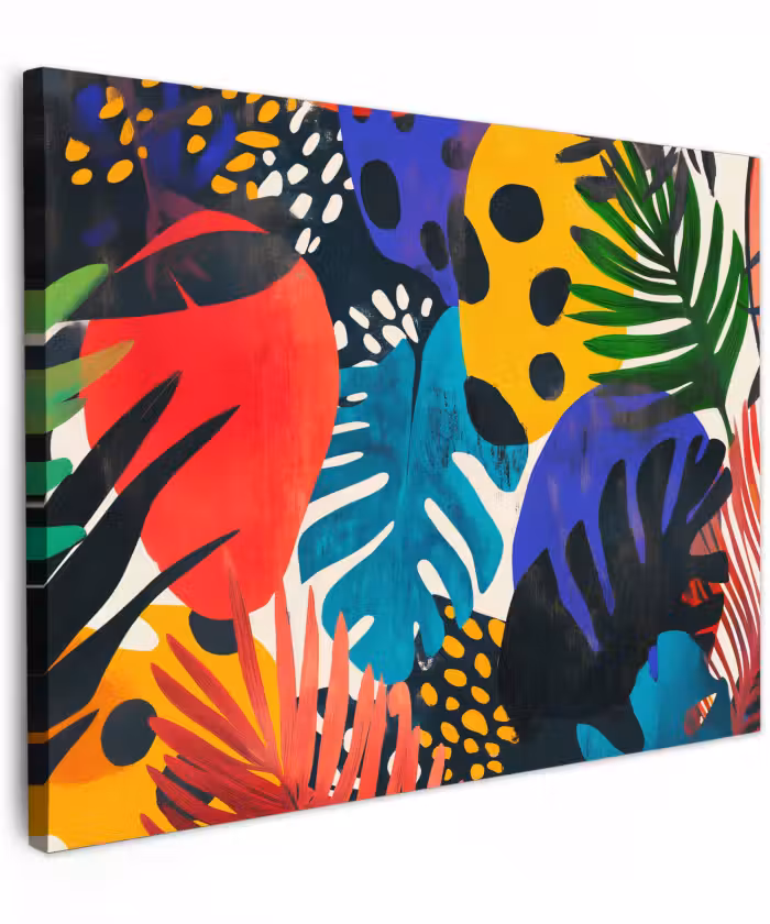 Canvas schilderij - Bladeren - Vormen - Abstract - Kleurrijk