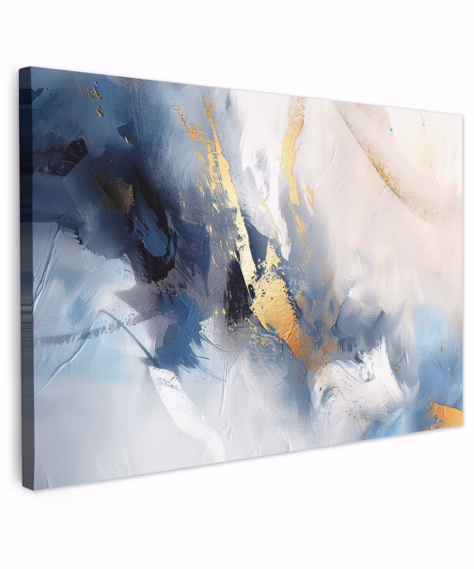 Canvas schilderij - Blauw - Modern - Marmer - Abstract - Goud