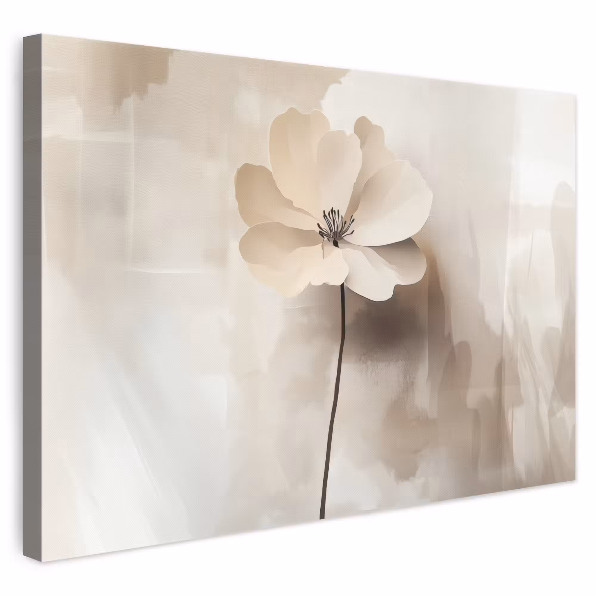 Canvas schilderij - Bloem - Beige - Verf - Schaduw