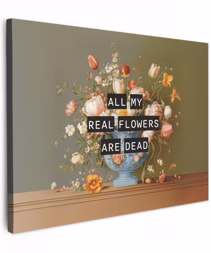 Canvas schilderij - Bloem - Quote - Vintage - Art