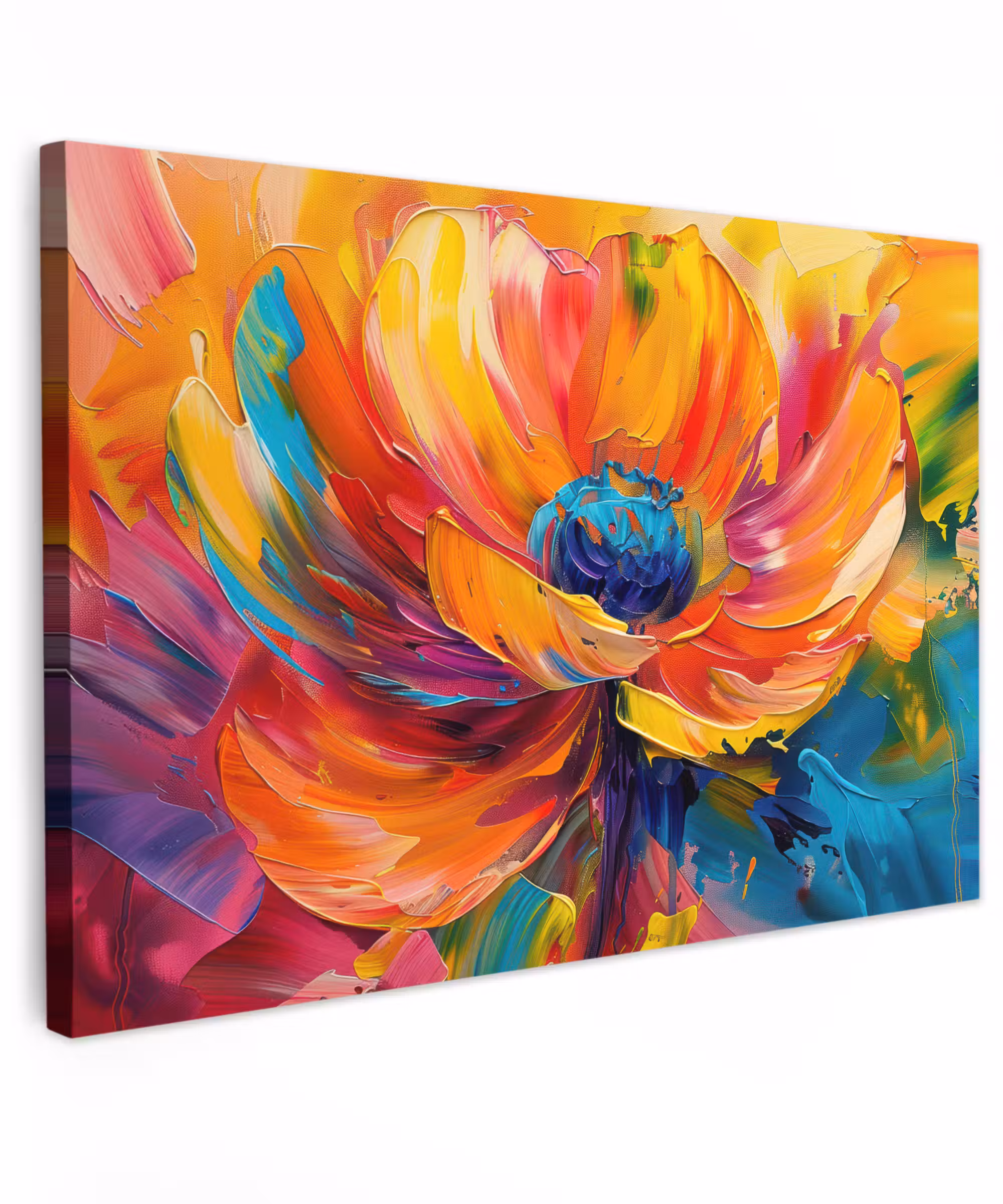Canvas schilderij - Bloem - Verflook - Modern - Abstract - Kleuren