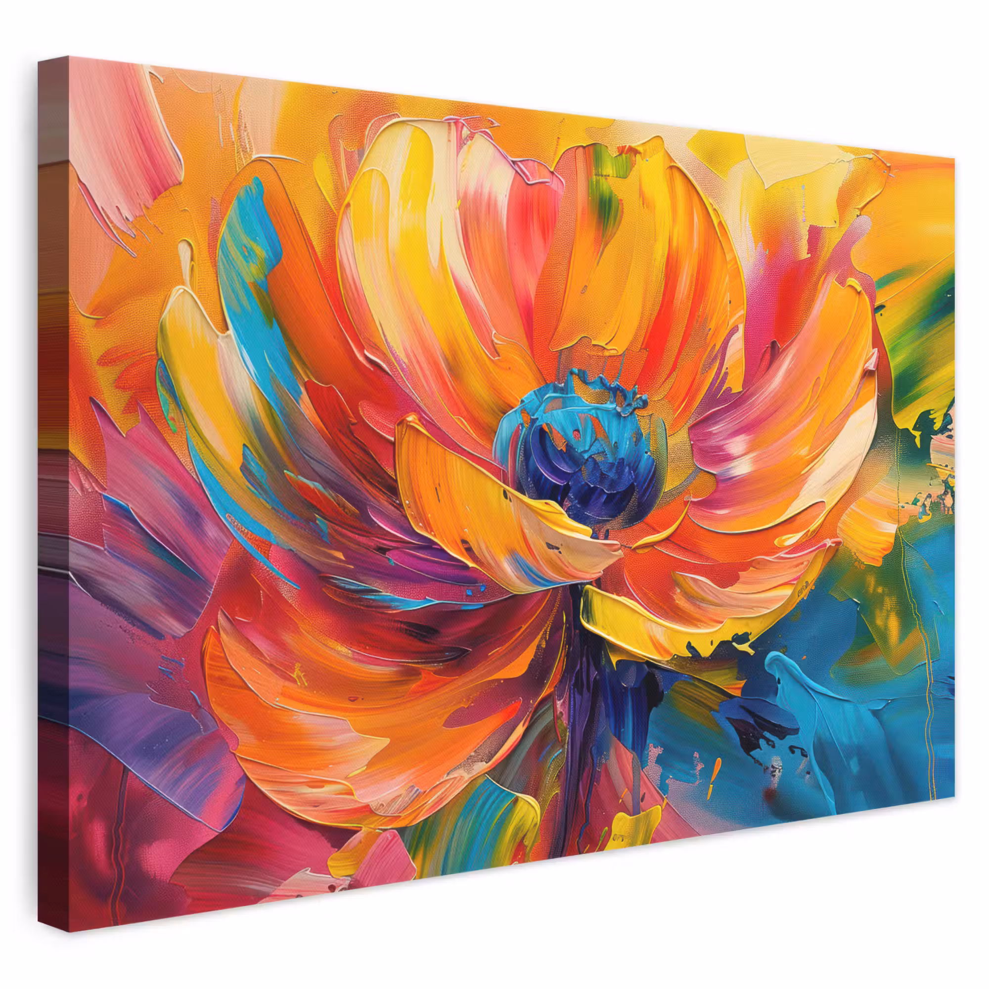 Canvas schilderij - Bloem - Verflook - Modern - Abstract - Kleuren