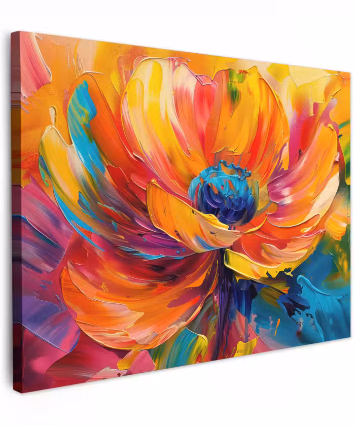 Canvas schilderij - Bloem - Verflook - Modern - Abstract - Kleuren