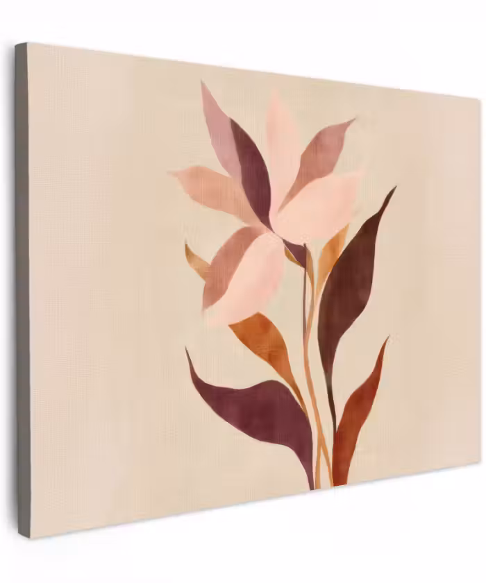 Canvas schilderij - Bloemen - Blaadjes - Minimalistisch - Roze