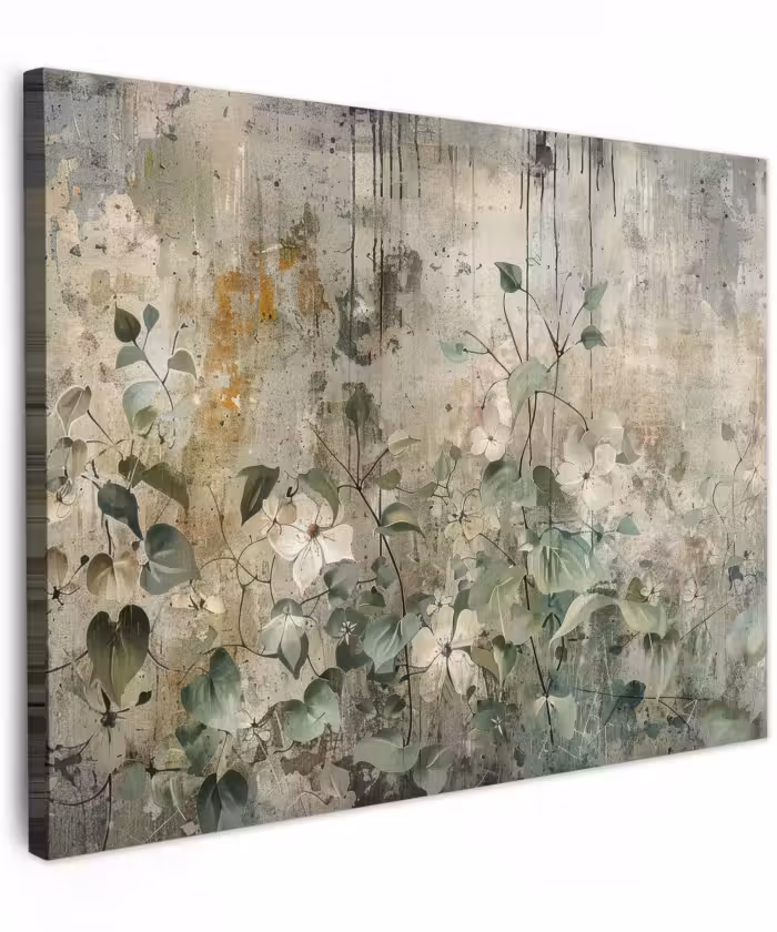 Canvas schilderij - Bloemen - Bladeren - Abstract - Modern