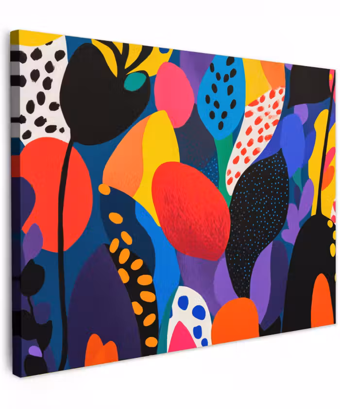 Canvas schilderij - Bloemen - Bladeren - Abstract - Rood