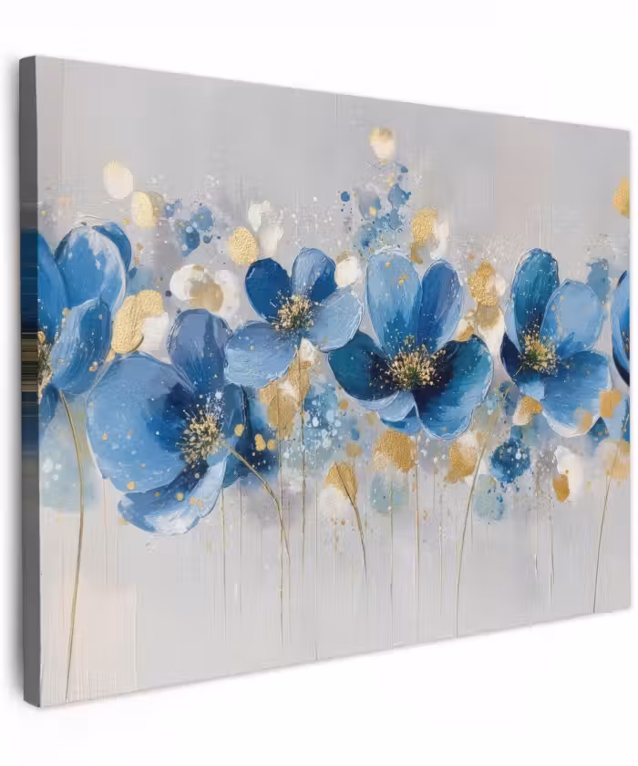 Canvas schilderij - Bloemen - Blauw - Abstract