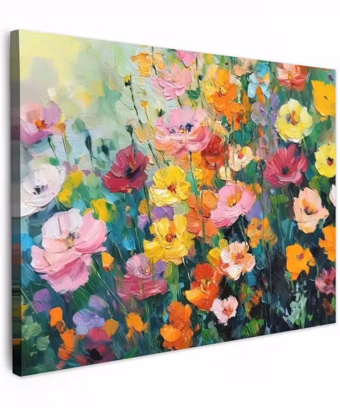 Canvas schilderij - Bloemen explosie - Heldere kleuren - Vrolijk