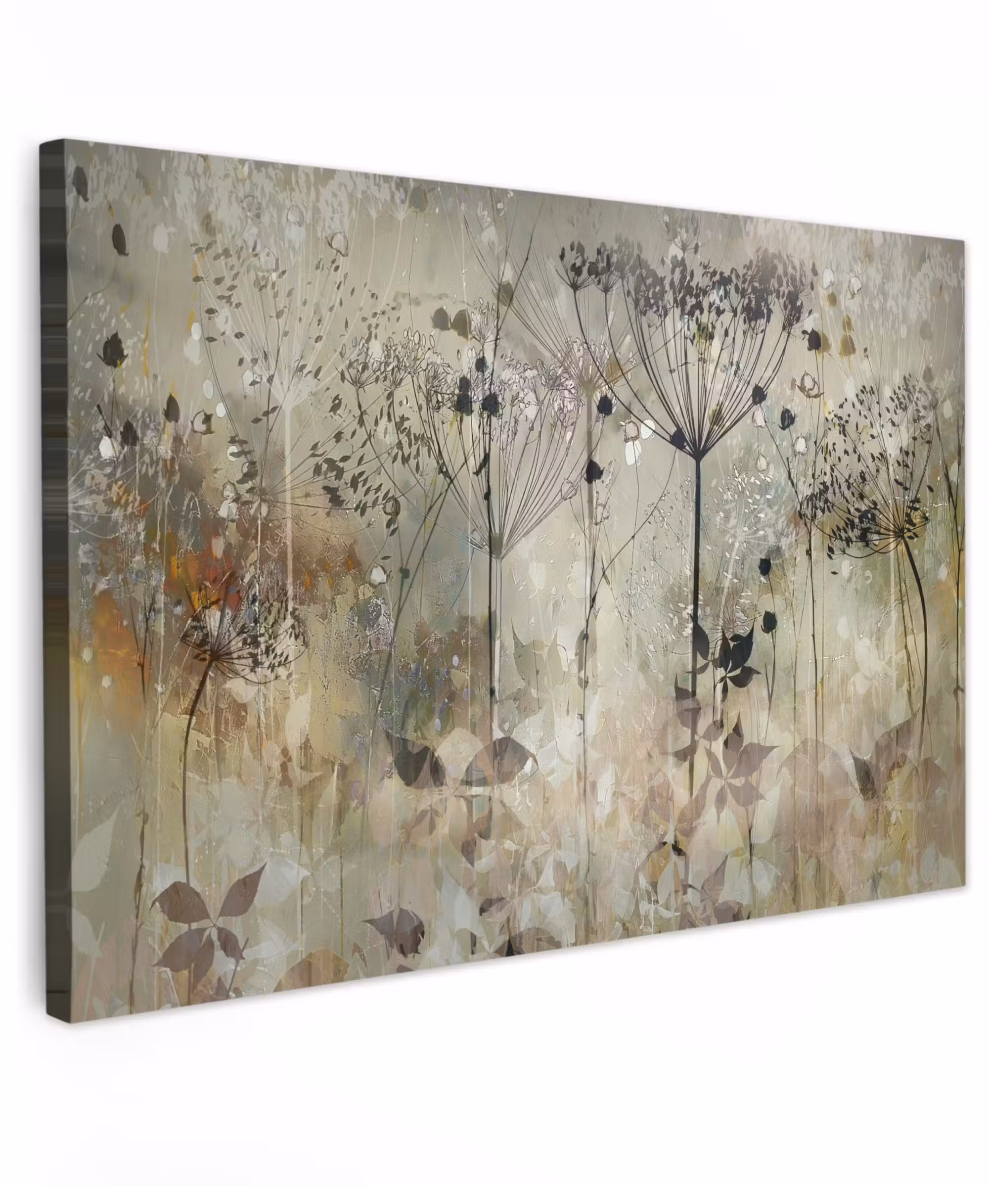 Canvas schilderij - Bloemen - Grijs - Natuur - Kunst
