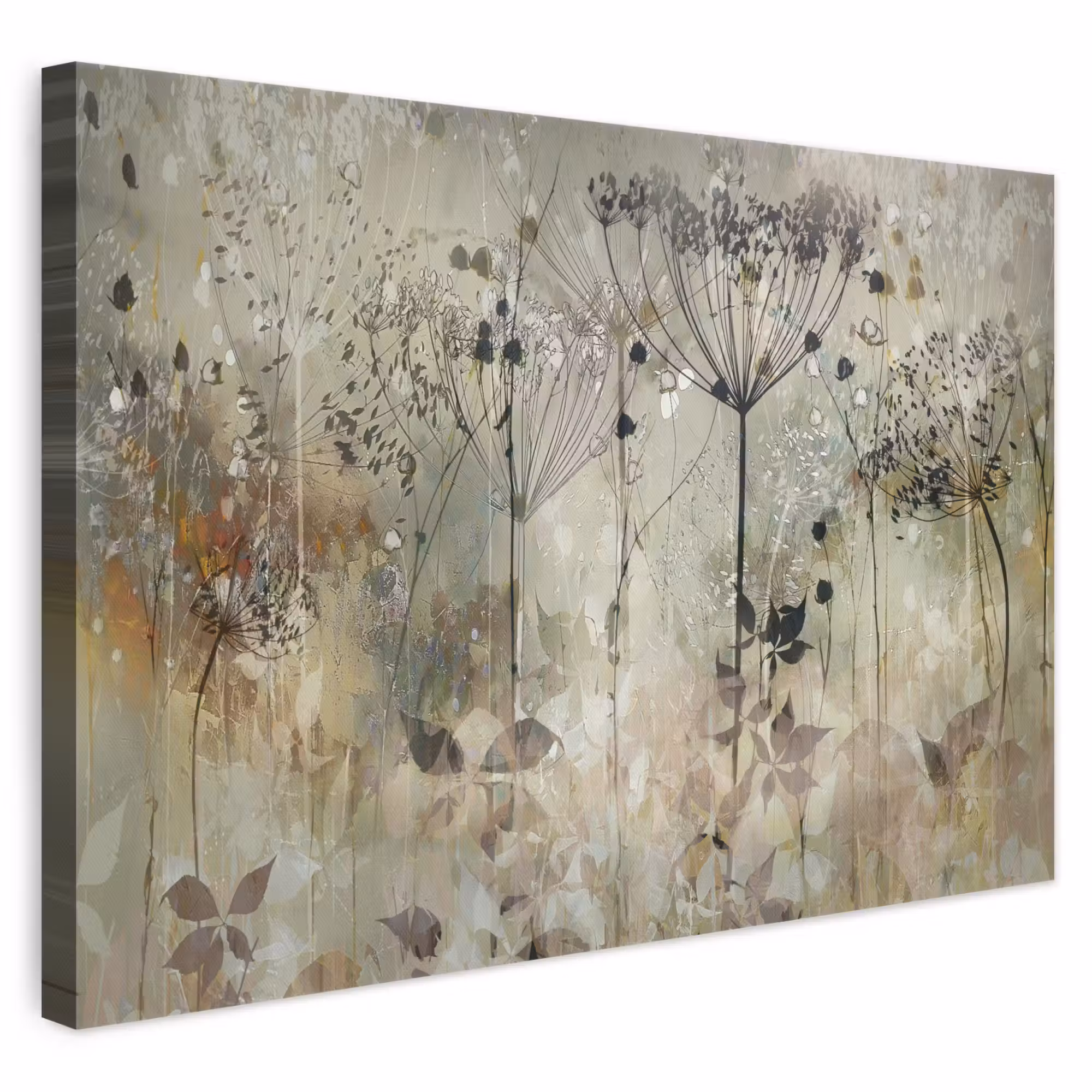 Canvas schilderij - Bloemen - Grijs - Natuur - Kunst