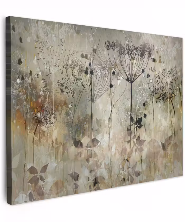 Canvas schilderij - Bloemen - Grijs - Natuur - Kunst