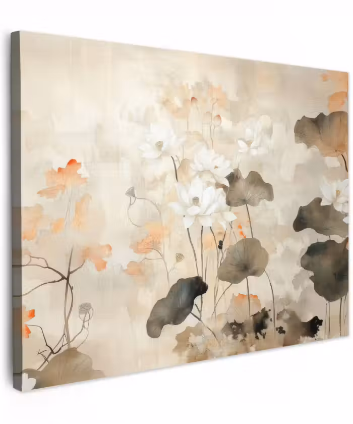 Canvas schilderij - Bloemen - Japandi - Wabi sabi