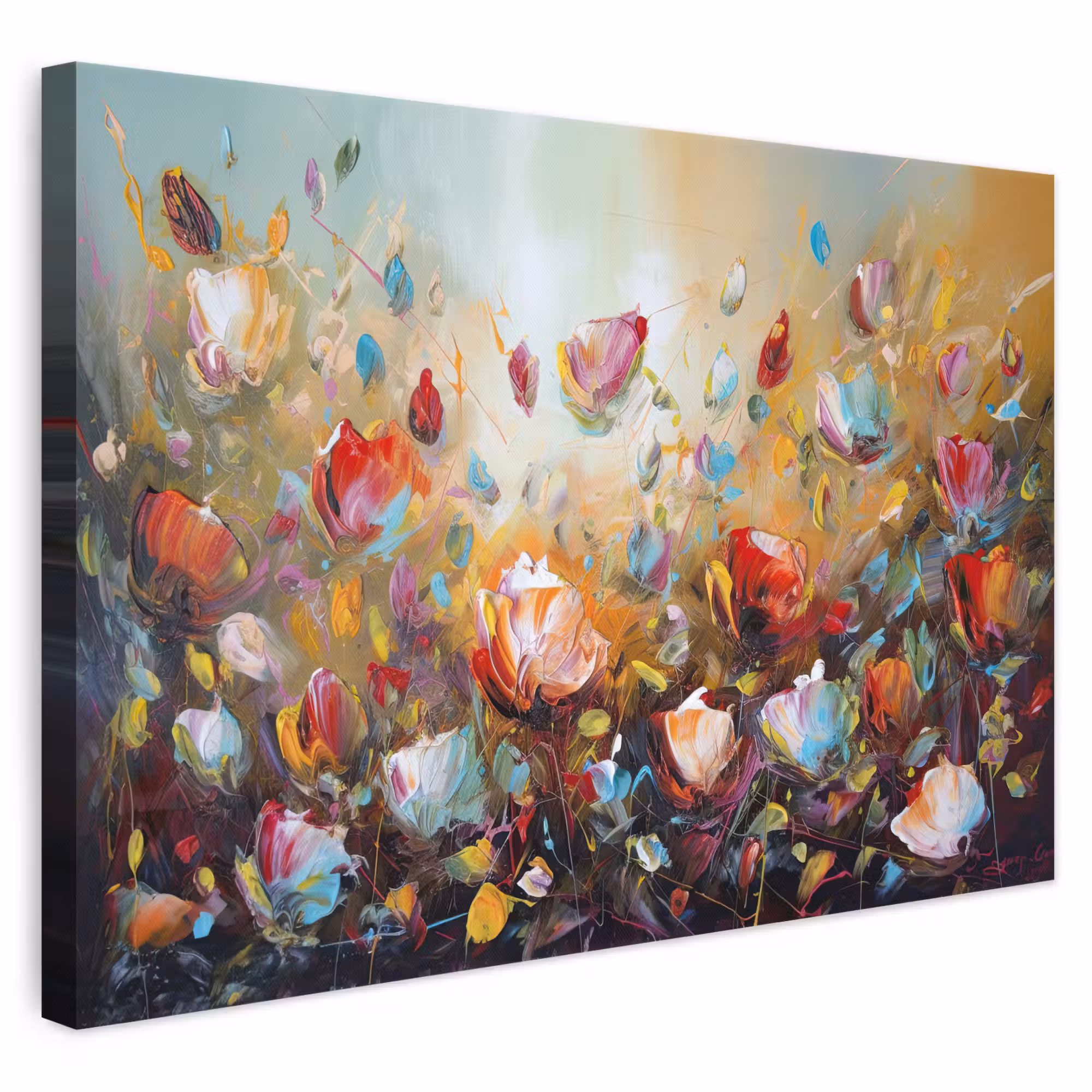 Canvas schilderij - Bloemen - Kunst - Natuur - Olieverf