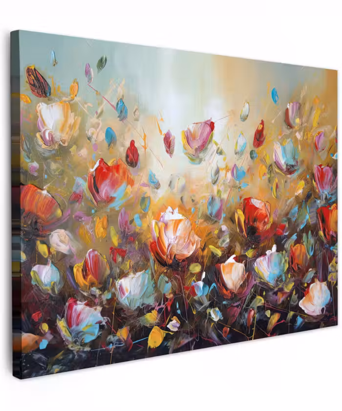 Canvas schilderij - Bloemen - Kunst - Natuur - Olieverf