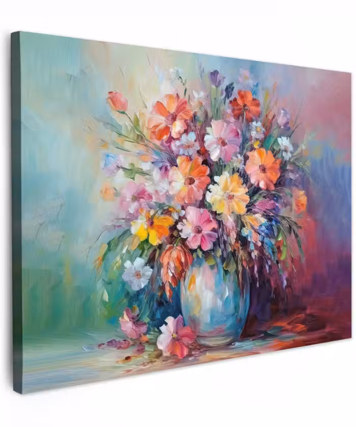 Canvas schilderij - Bloemen - Kunst - Schilderij - Lente - Boeket