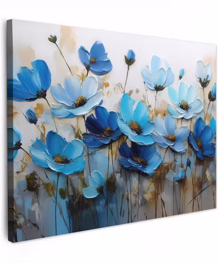 Canvas schilderij - Bloemen - Schilderij - Blauw