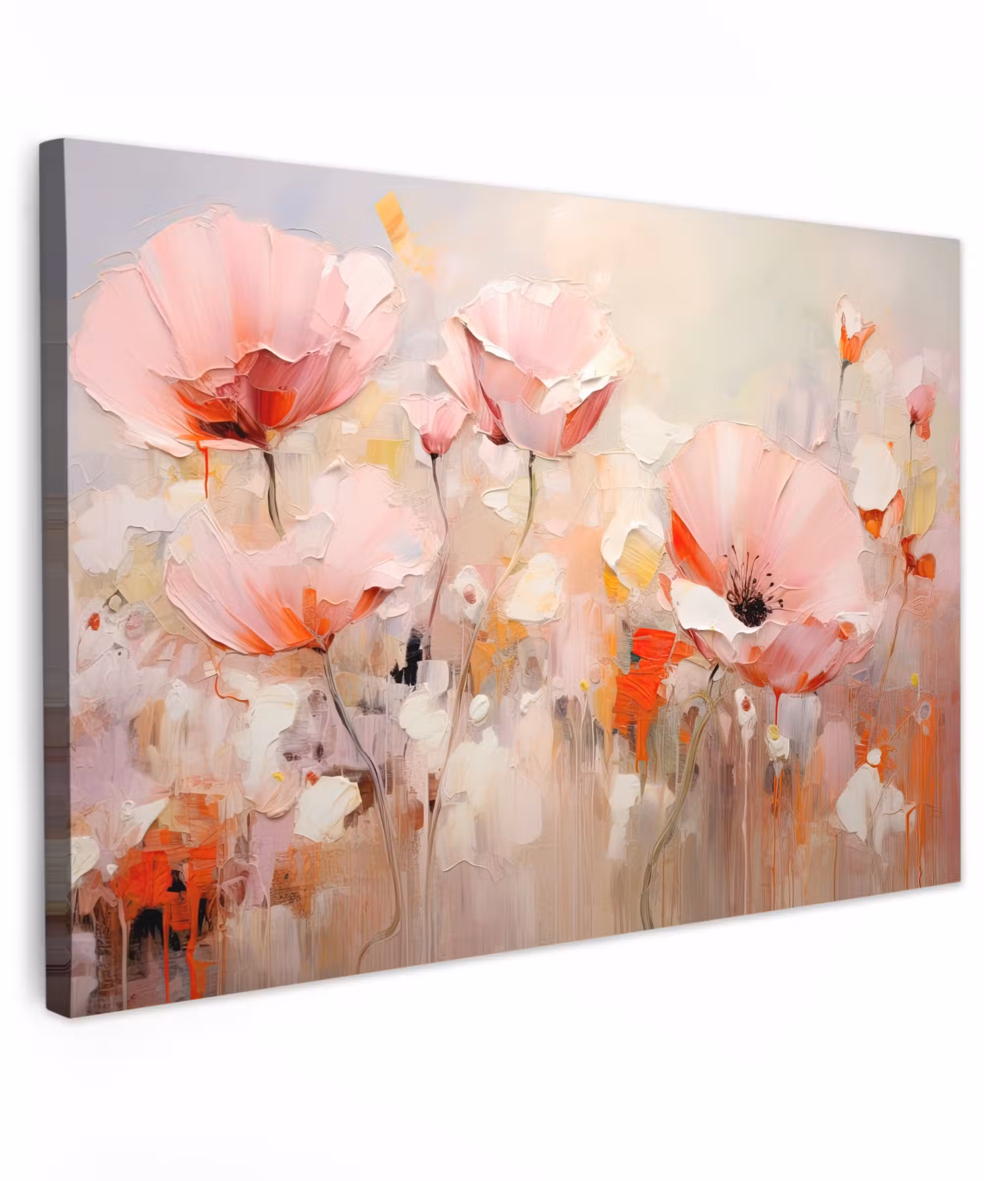 Canvas schilderij - Bloemen - Watercolor - Roze - Abstract - Kunst