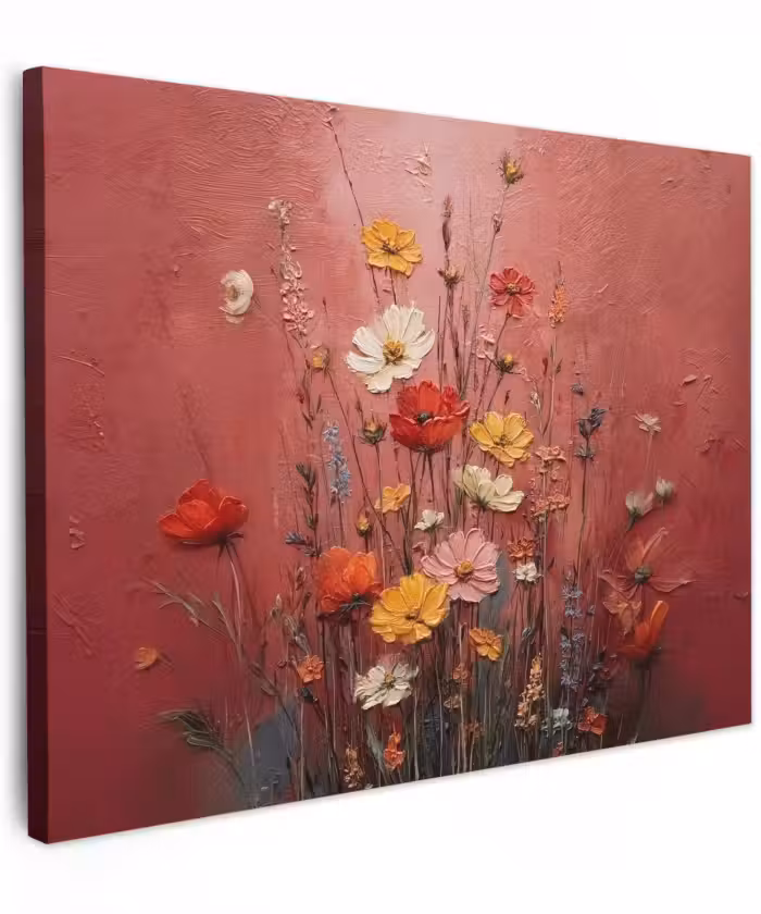 Canvas schilderij - Bloemenboeket - Diepte - Tastbare textuur