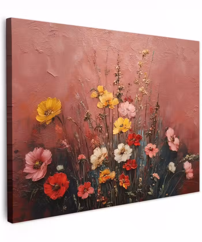 Canvas schilderij - Bloemenboeket - Fijne details - Roze