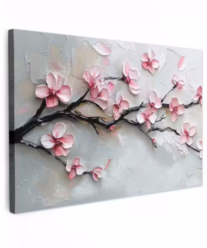 Canvas schilderij - Bloesem - Kunstzinnig - Roze - Sakura