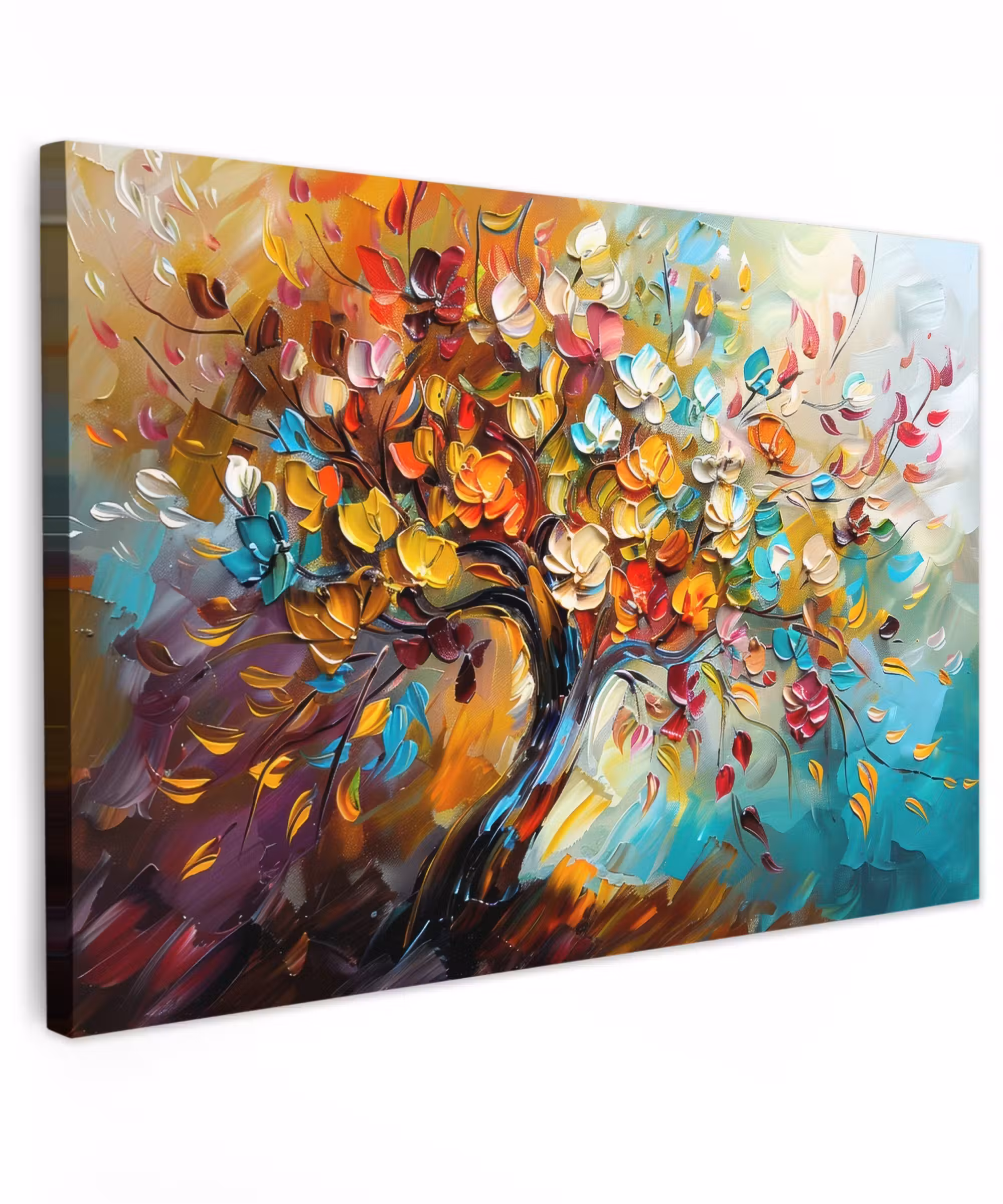 Canvas schilderij - Boom - Abstract - Kleurrijk - Bloemen