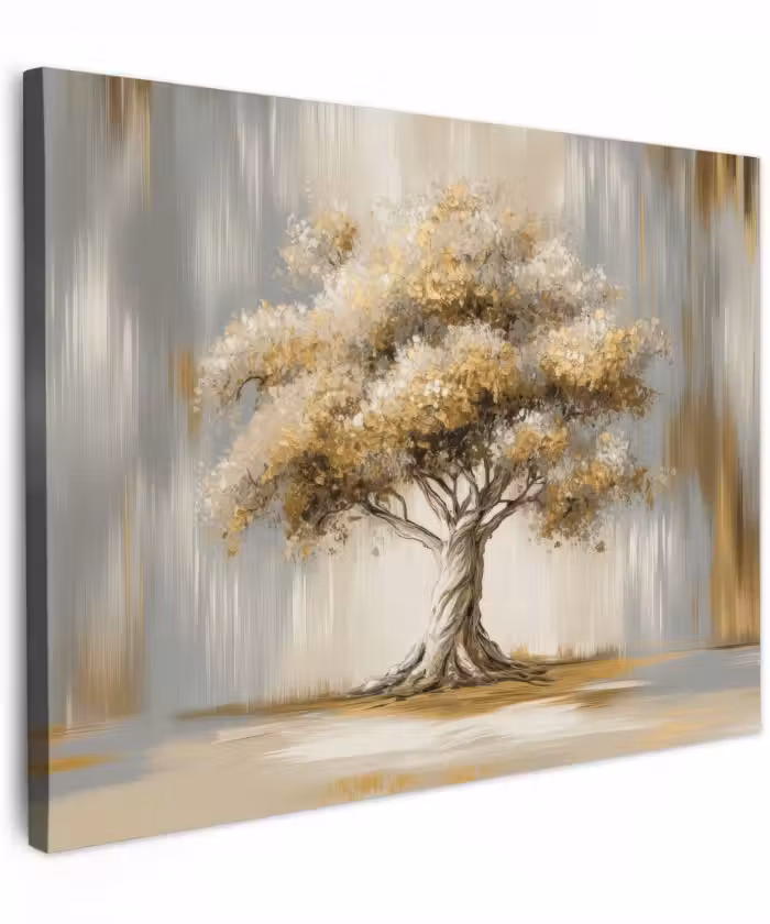 Canvas schilderij - Boom - Bladeren - Abstract - Wit