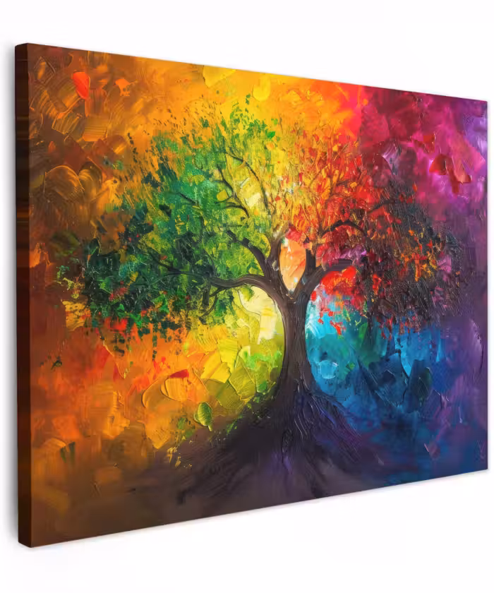 Canvas schilderij - Boom - Kleurrijk - Modern - Abstract