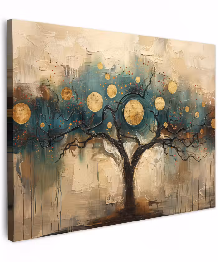 Canvas schilderij - Boom - Kunst - Maan - Watercolor