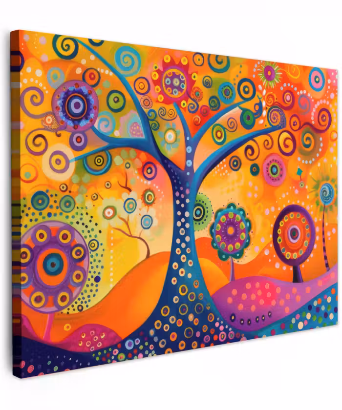 Canvas schilderij - Boom - Levensboom - Abstract - Kleurrijk