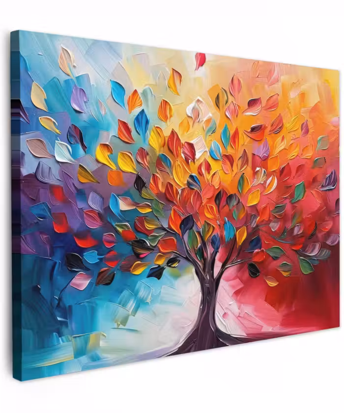 Canvas schilderij - Boom - Levensboom - Kleurrijk - Abstract