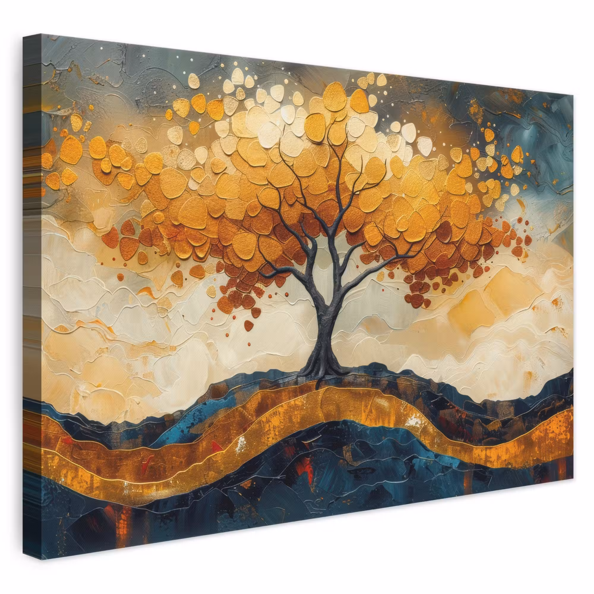 Canvas schilderij - Boom - Natuur - Goud - Modern