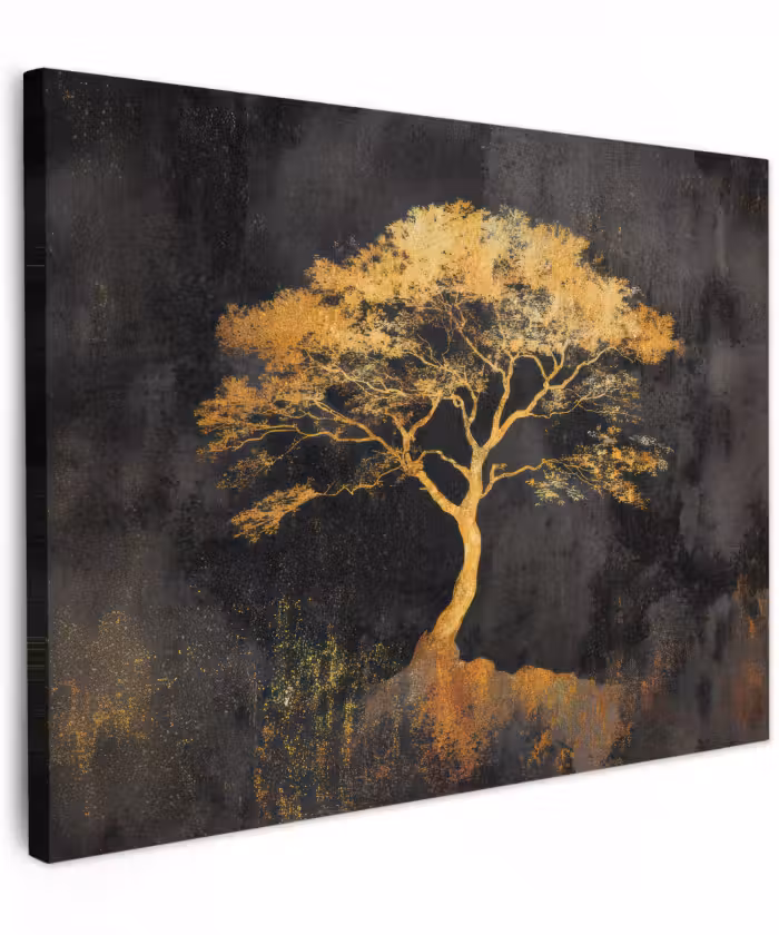 Canvas schilderij - Boom - Schilderij - Goud - Abstract