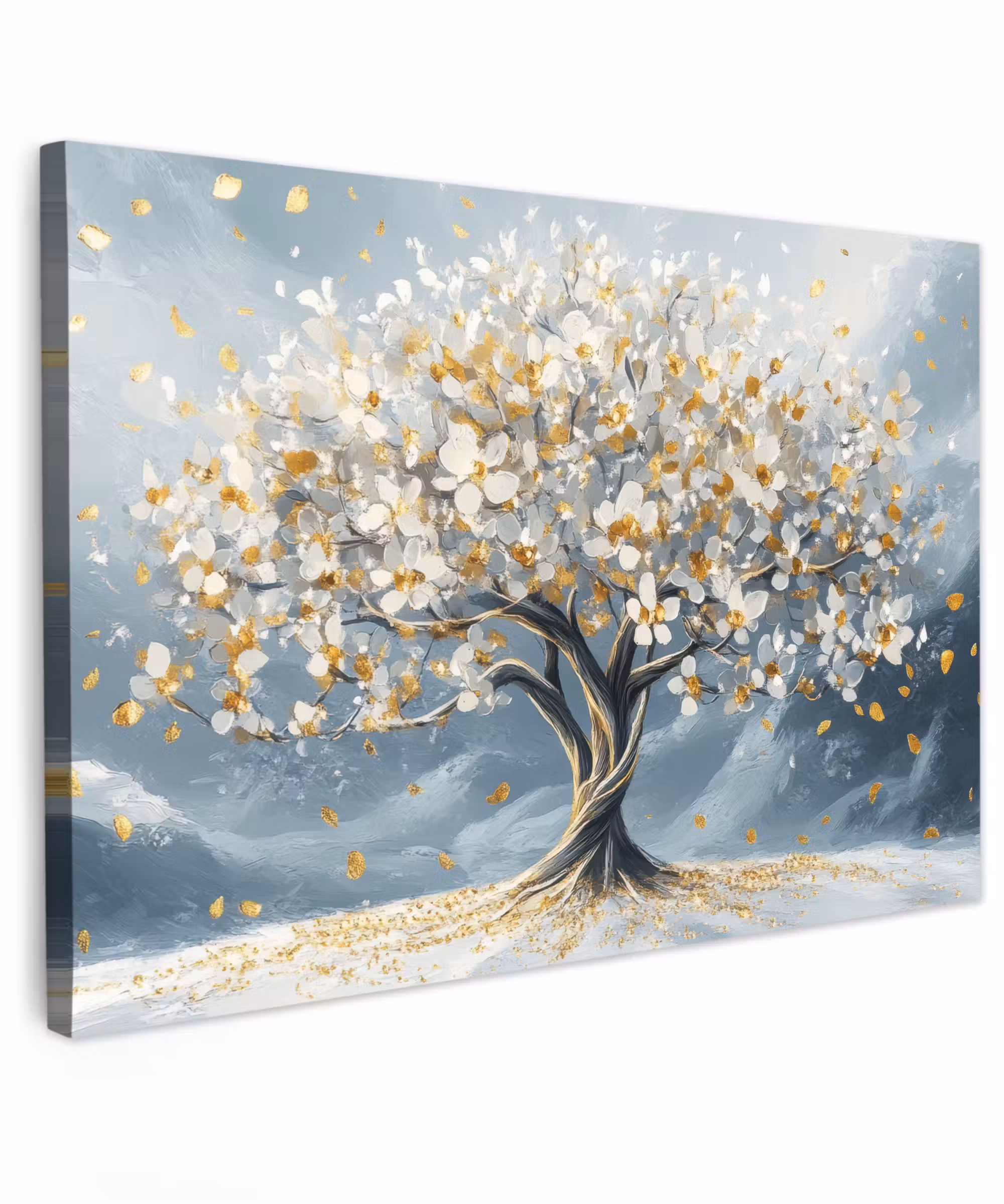 Canvas schilderij - Boom - Winter - Levensboom - Modern - Goud